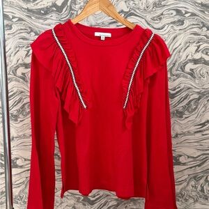Red Ruffled Long Sleeve Top